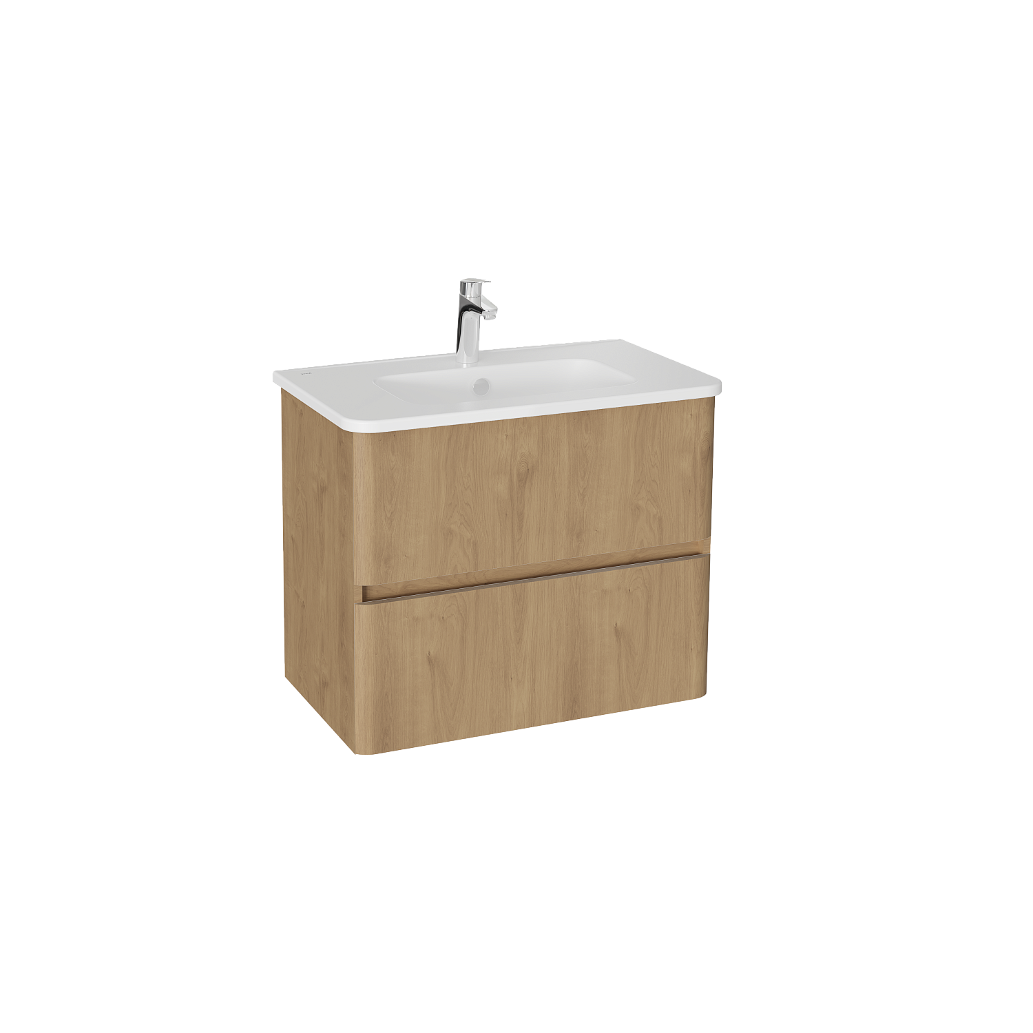 Тумба с раковиной для ванной VitrA Mia Plus Round 80 см золотой дуб ДСП