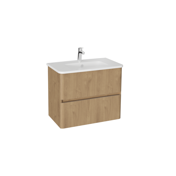 Тумба с раковиной для ванной VitrA Mia Plus Round 80 см золотой дуб ДСП 