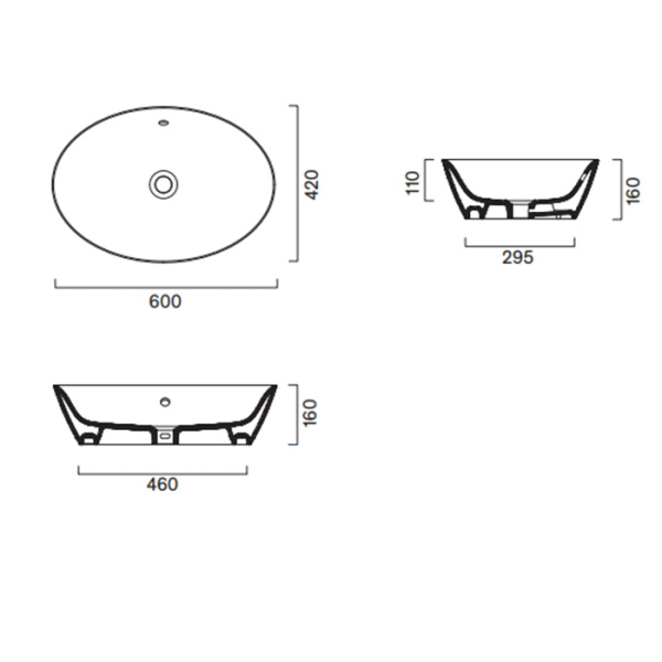 Catalano ITALY Раковина 60x42 накладная, без отв. под смеситель, покрытие Cataglaze+, цвет белый глянцевый 