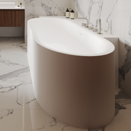 Salini Perla CL Ванна S-Stone 180x90x60см в левый угол, интегрированный слив-перелив, донный клапан, сифон, ножки , цвет белый матовый 