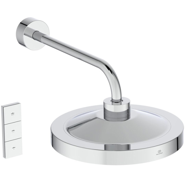 Ideal Standard Solos 3-функц.(Rain, Silkrain, SecondSkin) верхний душ 33см, с LED-подсветкой, с настенным держателем 40см, цвет: хром 