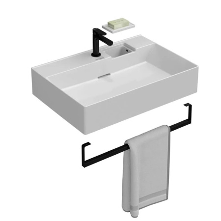 Kerama Marazzi Раковина LOGICA мебельная\подвесная с одним отверстием 70*48,14,5см,  с 1 отв.под смеситель, с переливом, белая глянцевая 