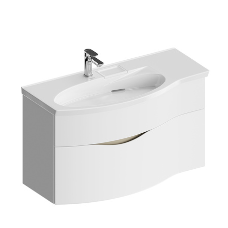 Kerama Marazzi Раковина RIVA мебельная левая с крепежом 100,7*48*15см, с 1 отв. под смеситель, с переливом, цвет белый глянцевый 