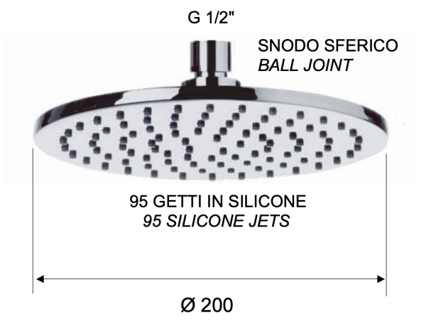 Верхний душ 20 см с шарнирным соединением Remer 359MM20X 