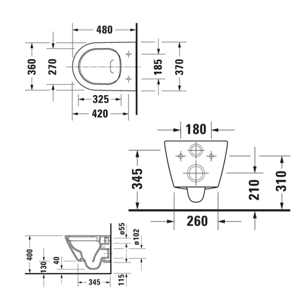 Duravit D-Neo Комплект Унитаз подвесной безободковый 2807401383370x480x400 mm 2587090000 с сиденьем микролифт 0021690000, цвет белый (Спеццена) 