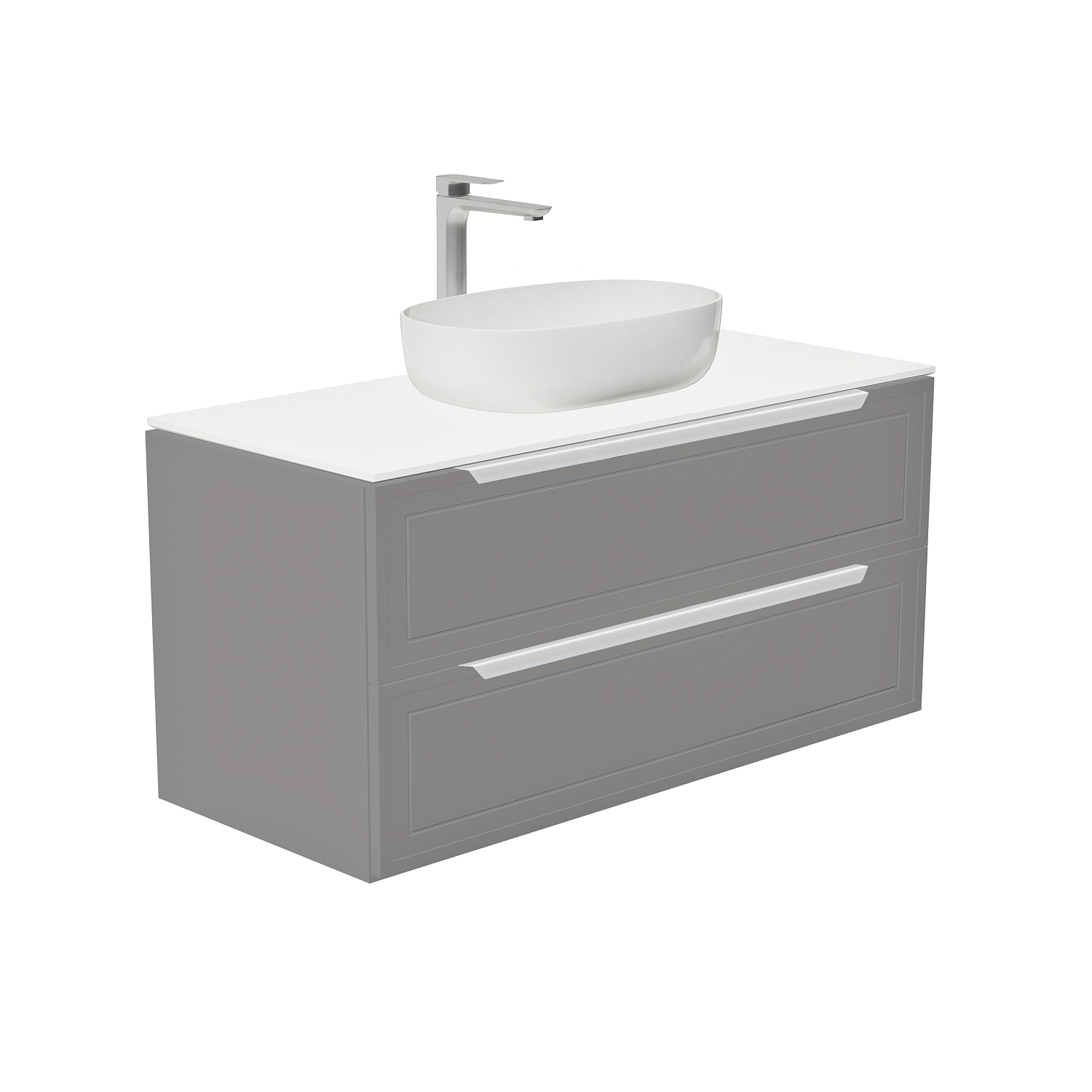 Тумба со столешницей Севилья, Платиновый / Столешница компакт-плита, Белая