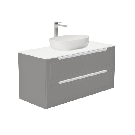 Тумба со столешницей Севилья, Платиновый / Столешница компакт-плита, Белая 