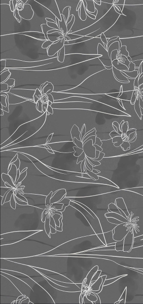 Керамогранит Floresta 17552 цветы серый ректификат 60x120 
