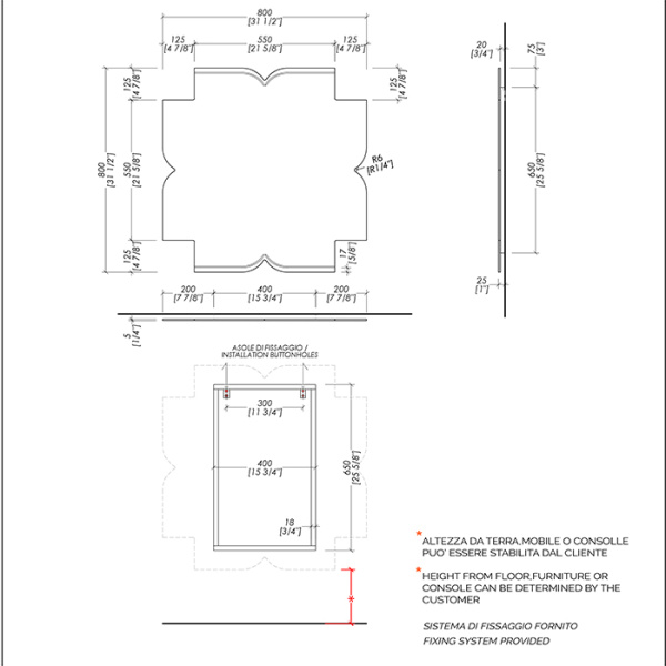 Devon Papillon L Зеркало 800xh800x21 мм с с фацетом, декоративное 