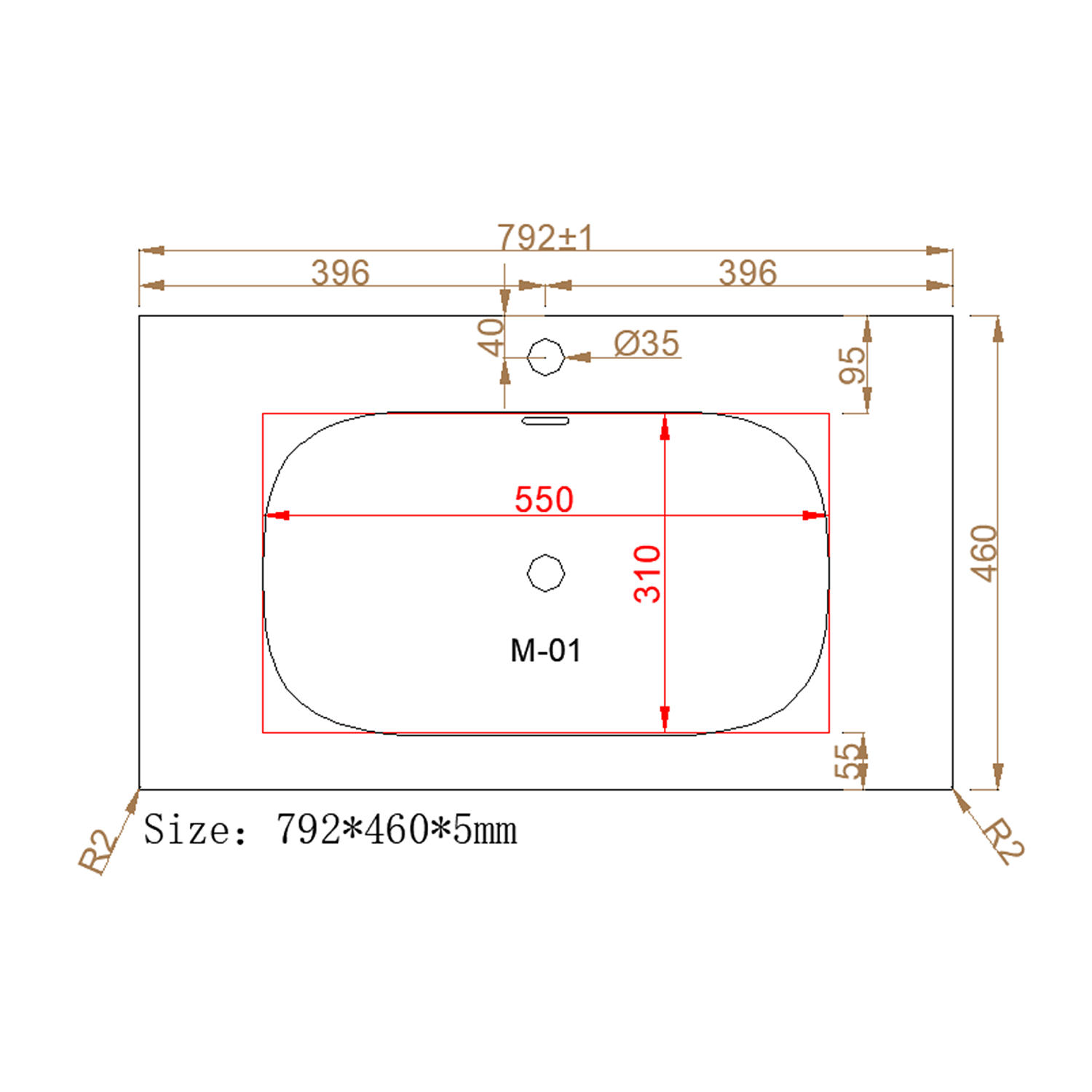 Раковина накладная алюминиевая M115W80 белый мат