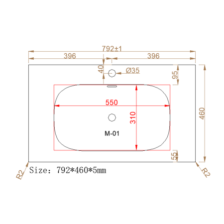 Раковина накладная алюминиевая M115W80 белый мат 