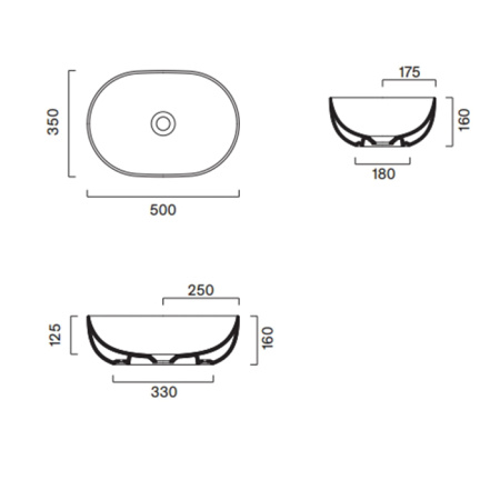Catalano SFERA Раковина 50x35 h16 накладная, без отв. под смеситель, покрытие Cataglaze+, цвет белый глянцевый 