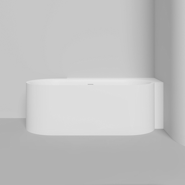 Salini Perla CR Ванна S-Stone 180x90x60см в правый угол, интегрированный слив-перелив, донный клапан, сифон, ножки , цвет белый матовый 