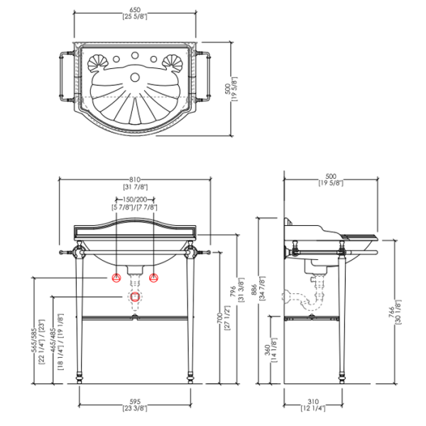 Devon Boston Консоль (81х88х50)с полотенцедержателями и стеклянной полочкой под раковину oxford, хром 