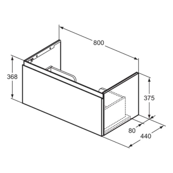 IS Finesse Тумба подвесная 80х50 см. 1 ящик softclose, ручка-паз, без сифона. для всех раковин: R0537**, цвет: белый матовый 
