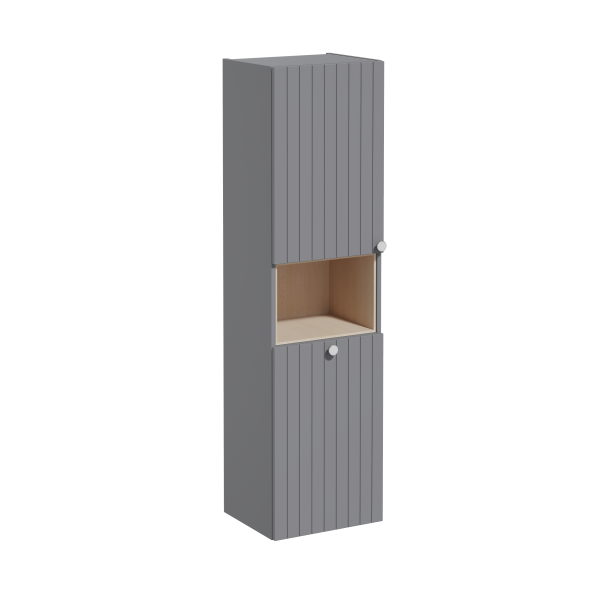 Пенал высокий Root Groove 40 см с корзиной для белья, матовый серый, левосторонний 