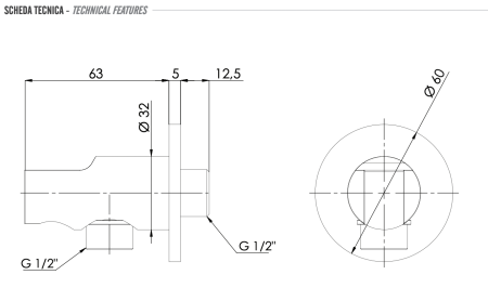Держатель ручного душа с подключением шланга Remer 337MXV, сталь 