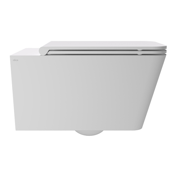 Alice Hide Унитаз Square 55х35, подвесной, безободковый, без сиденья и крышки, белый глянцевый 
