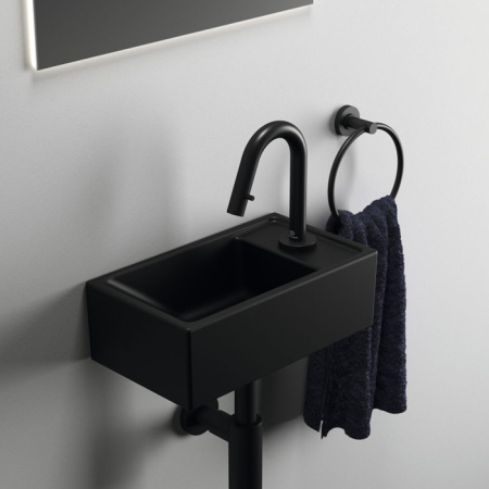 Ideal Standard i.life S Раковина 370х210xh120 мм, подвесная, с отв. под смес. справа, без перелива, без крепежа, цвет: чёрный матовый 