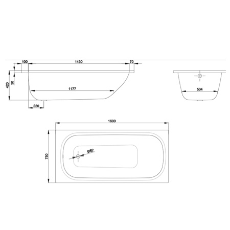 BETTE FORM Ванна прямоугольная 1600х750х420 мм,  цвет белый 
