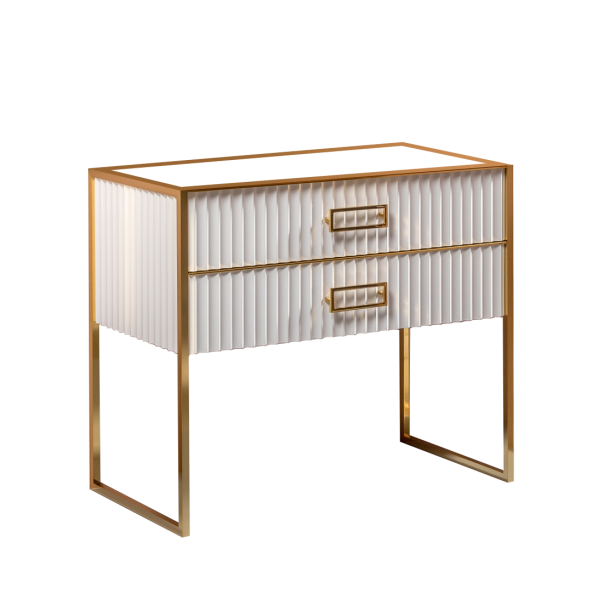 Тумба MONACO 100см  h74см  белая глянец +  золото  под раковину чашу 