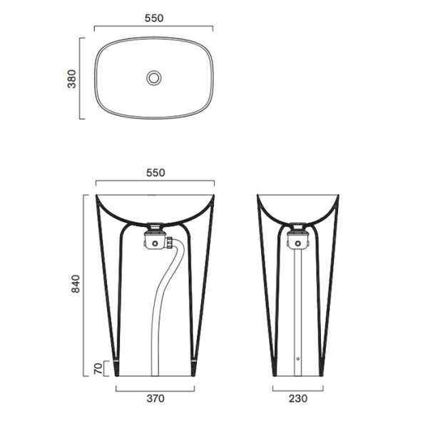 Catalano GREEN Раковина 55x38 h85 свободностоящая, без отв. под смеситель, покрытие Cataglaze+, слив в пол, цвет белый матовый 