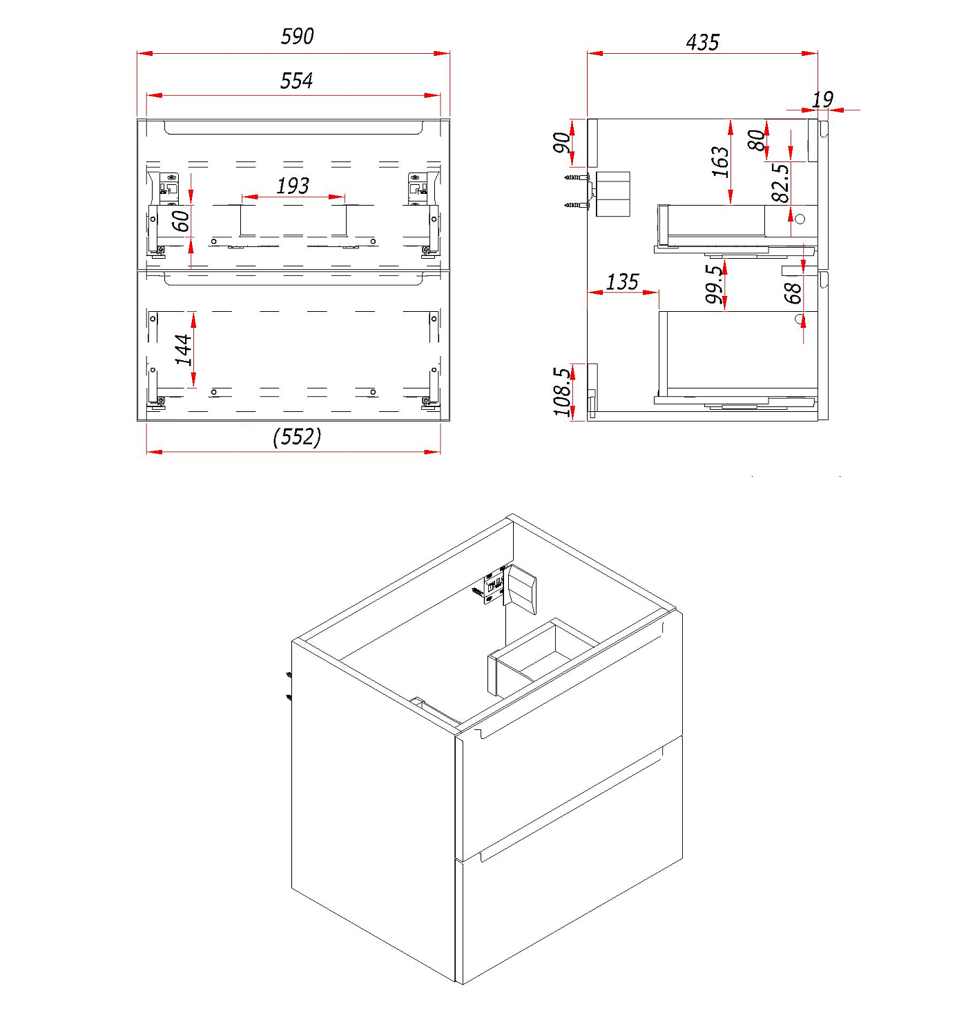 Тумба под раковину/столешницу Дион, Платиновый 60
