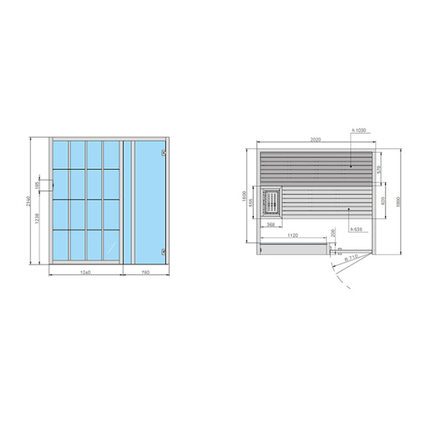 Effegibi Yoku S Door Био-Сауна 202x180h214см, SX, цвет: черный орех 