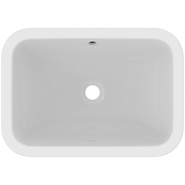 Ideal Standard Connect Раковина 580х410 мм, прямоугольная, встраиваемая снизу без отв. под смес., с крепежом, цвет: белый глянец 