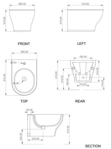 Биде подвесное GSG Ceramic Design Speed SPBISO000, белый глянцевый 