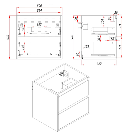 Тумба под раковину/столешницу Парма, Аттик 90 