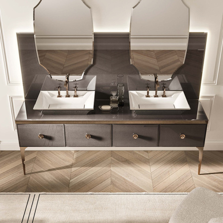 VITAGE milldue edition Раковина NIZZA68 накладная 68х48хh12см без перелива c 3отв. керамика, цвет: белый/платина 