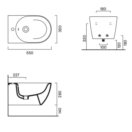 Catalano SFERA Биде подвесное 55x35, с 1 отв. под смеситель, покрытие Cataglaze+, без крепежа, цвет Sabbia Satinato 