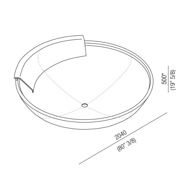 Agape Ufo Ванна отдельностоящая d204x50 см, круглая, 1 спинка, цвет: нерж. сталь 