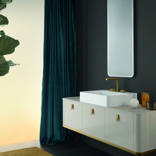 VITAGE milldue edition Tailor Тумба для раковины 450х470х360 мм., 1 выдвижной ящик, ручка матовое золото, цвет глянцевый Nuvola 