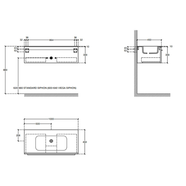 FALPER 7.0 Композиция из тумбы R0110000000BQ 1000х450х300 и раковины CERAMILUX P7C10001000OP с 1 отверстием под смеситель 