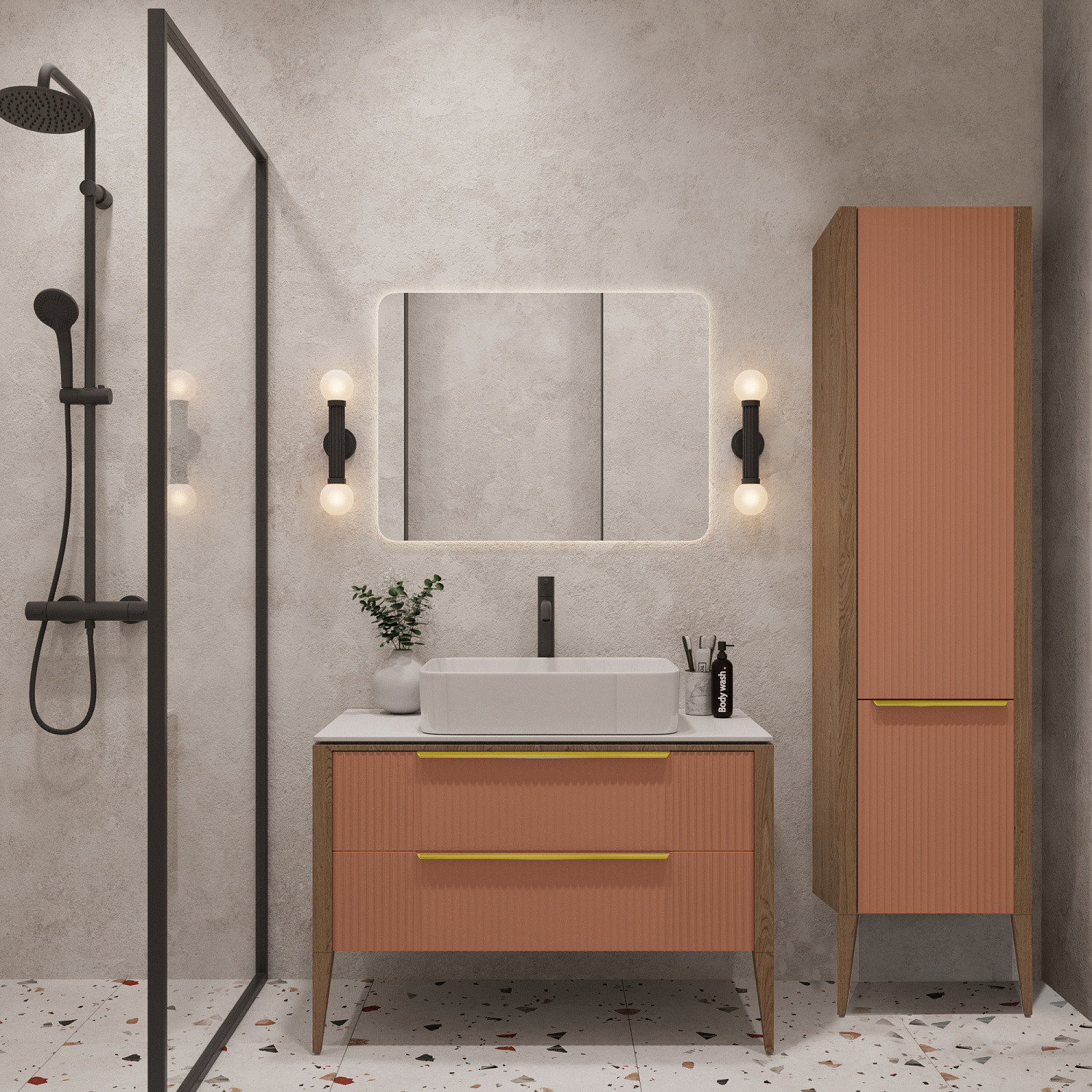 Пенал подвесной Валенсия, Бежево-розовый