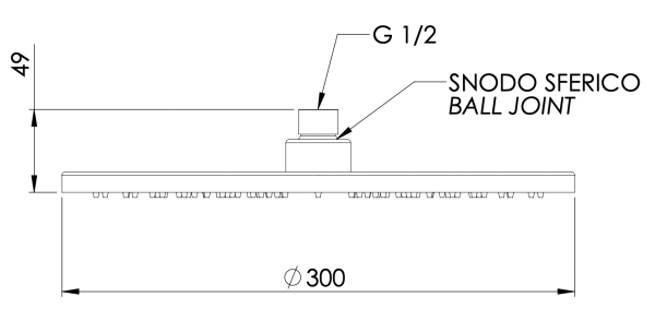 Верхний душ 30 см с шарнирным соединением Remer 359MM30BGX, золото брашированное 