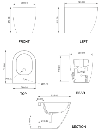 Биде приставное GSG Ceramic Design Like LKBI01000, белый глянцевый 