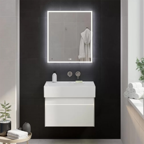 Kerama Marazzi Зеркало TECNO 70х80 см. c LED подсветкой, с функцией антизапотевание, белый глянцевый 
