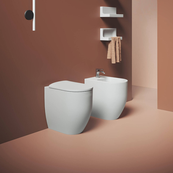 Artceram MONET Биде напольное приставное 36 x 54 h48 см, 1 отверстие, цвет белый глянец SANIGLAZE 