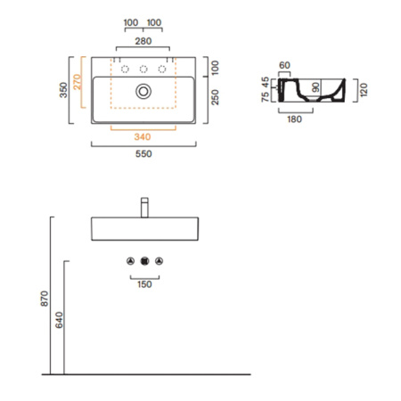 Catalano PREMIUM Раковина 55x35, без отв. под смеситель, покрытие Cataglaze+, цвет белый глянцевый 
