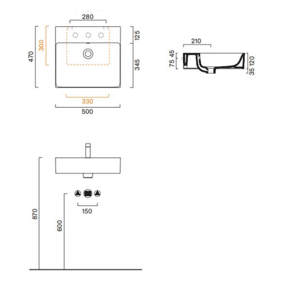Catalano PREMIUM Раковина 50x47, без отв. под смеситель, покрытие Cataglaze+, цвет белый глянцевый 