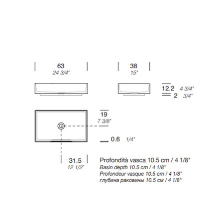 MILLDUE  Раковина  STEP 63_12 накладная из CRISTALPLANT ,63х38х12,2 см, без отв для смесителя, цвет белый матовый 