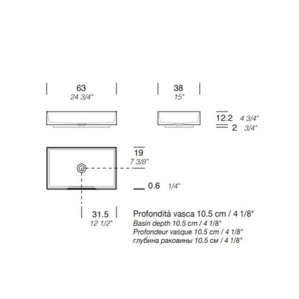 MILLDUE  Раковина  STEP 63_12 накладная из CRISTALPLANT ,63х38х12,2 см, без отв для смесителя, цвет белый матовый 