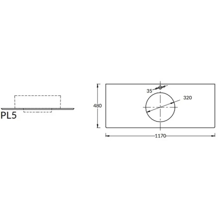 Kerama Marazzi Столешница из керамогранита для накладных раковин Монте Тиберио 120 см, белый натуральный 