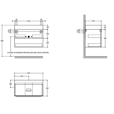 FALPER 7.0 Композиция из тумбы R0508000000BQ 800х450х500 и раковины CERAMILUX D7H08000000OP с 1 отверстием под смеситель 