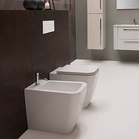 GLOBO Stone Унитаз напольный 56*36см, с системой скрытого крепежа, слив универсальный, цвет белый (снято с пр-ва) 