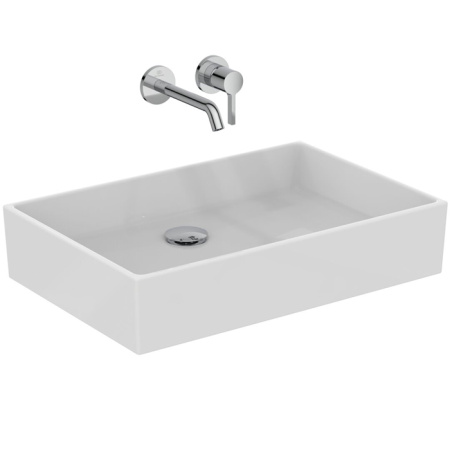 Ideal Standard Extra Раковина 600х400хh125 мм, накладная прямоугольная, без перелива и отв. под смес., с крепежом, цвет: белый глянец 