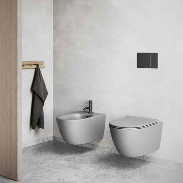 Catalano SFERA Унитаз подвесной 55x35, безободковый, смыв Tornado, покрытие Twinglaze+, без крепежа, цвет Cemento Satinato 